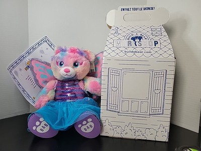 Build A Bear Rainbow Dreams Bear Pastel Plush 16'' 2020 Light Up Wings, Heartbeat