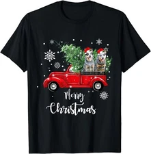 Australian Cattle Dogs Ride Red Truck Christmas Unisex T-Shirt