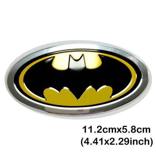 2x Yellow Batman Logo Emblem Car Dark Knight Bat Front Hood Rear Trunk Lid Badge - Picture 4 of 8