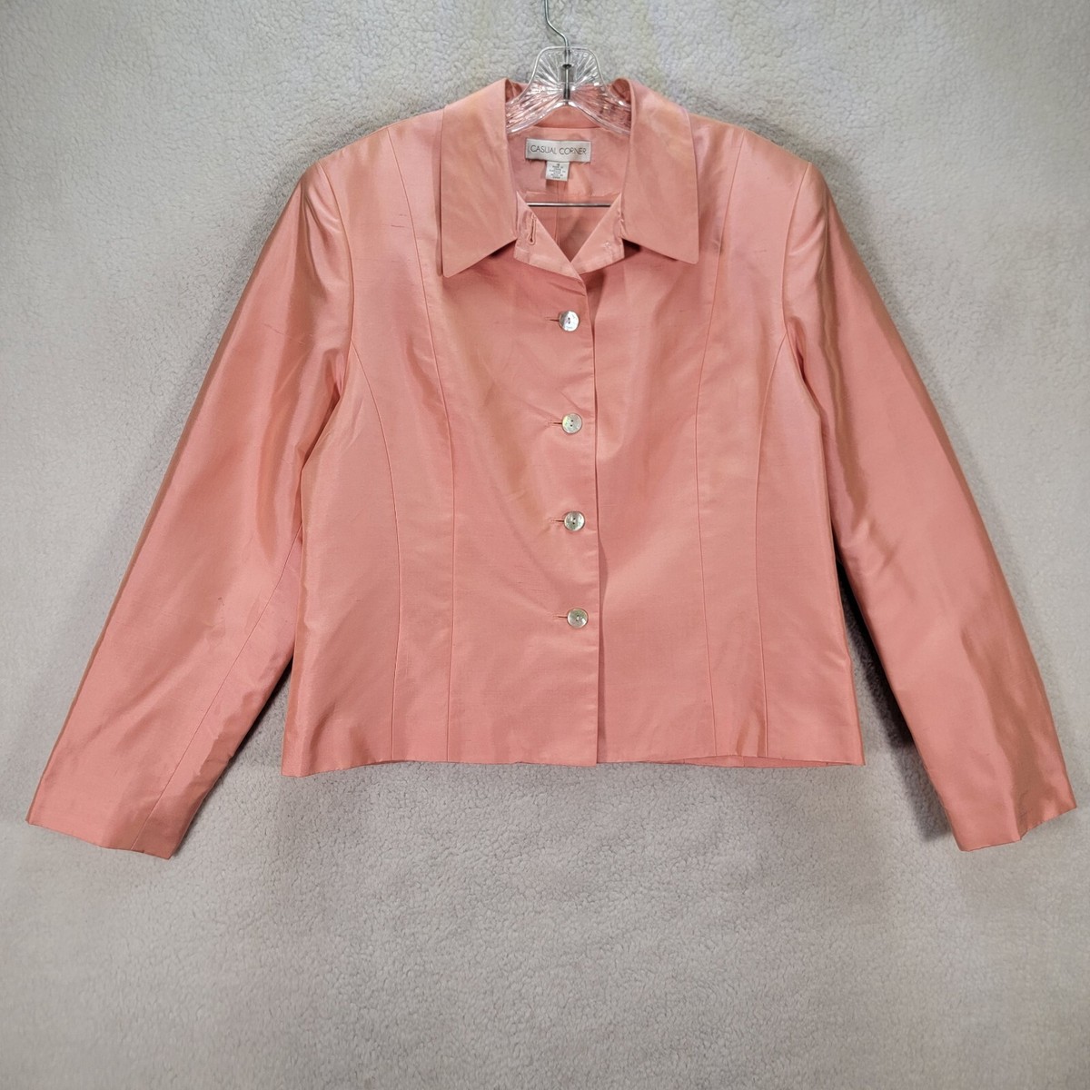 Vtg Casual Corner Pink Silk NEW Maximalist Light Coat Womens Blazer Plus  Size 16