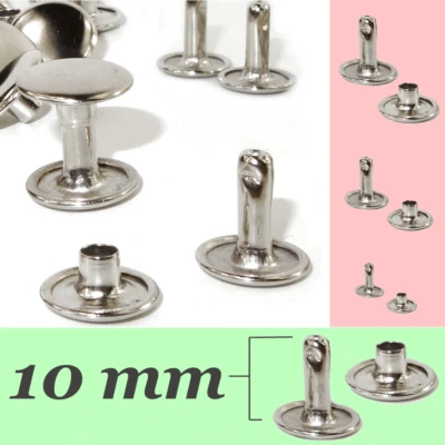 GLETSCHERLICHT 100 Stück Hohlnieten 10mm Silber Ziernieten LEDER Nieten Basteln Schmuck Nieten