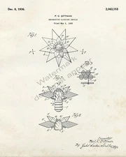 1936 1st Style Matchless Wonder Star Christmas Light Patent Print - Retro Look