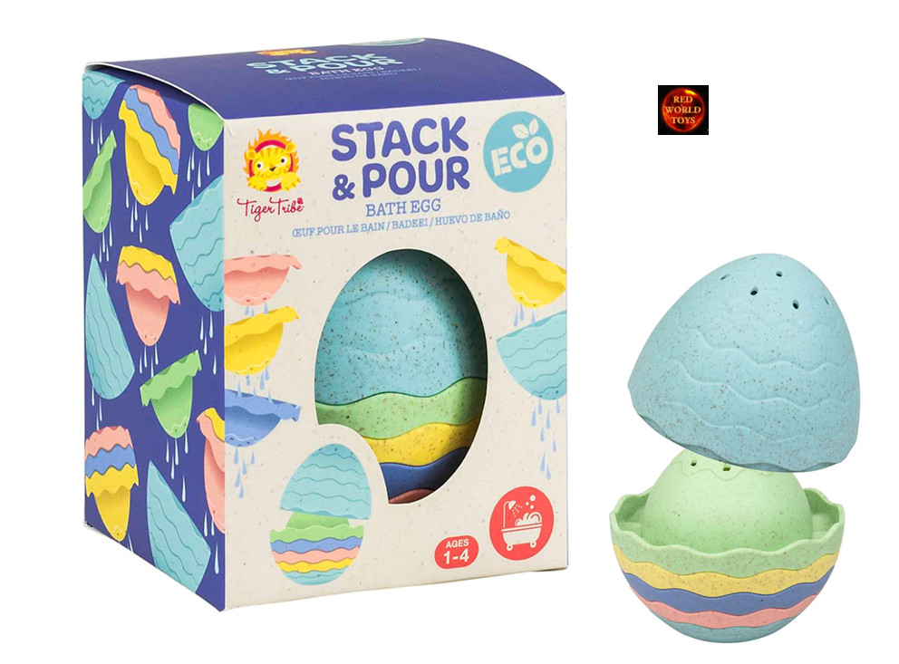 Tiger Tribe Unisex Multicolor Stack & Pour Bath Egg - 7 Pcs Stacking Bath Toy - Image 2