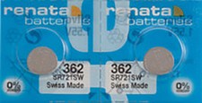 2 x Renata 362 Watch Batteries, 0 MERCURY equivalent SR721SW, Swiss Made