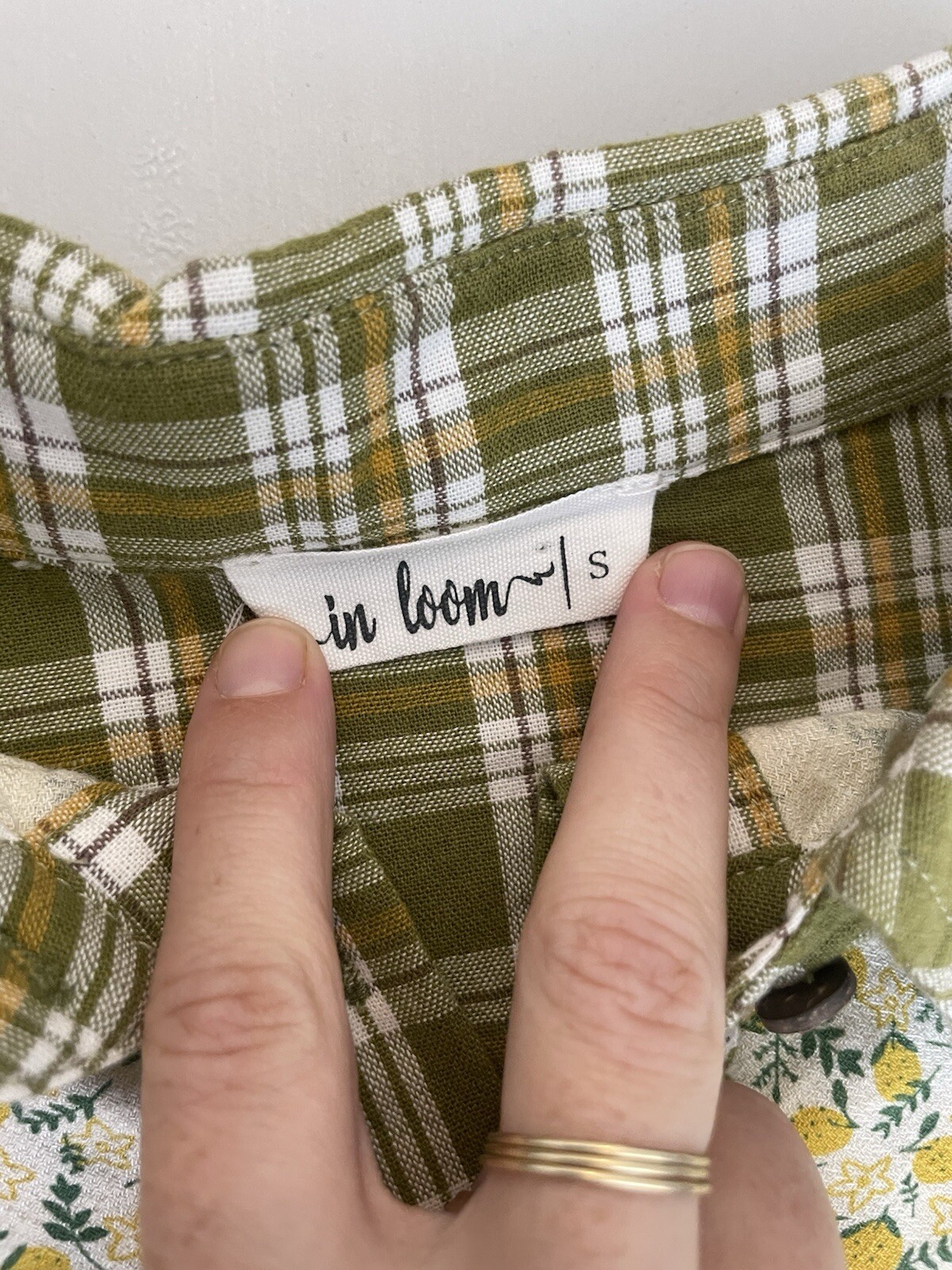 Long Sleeve Patchwork Lemons Plaid Top Small Quil… - image 10