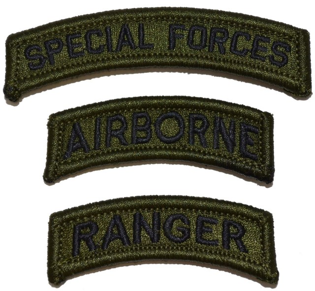 US Army Special Forces Airborne Ranger Patch Hook Backing Olive Drab (3