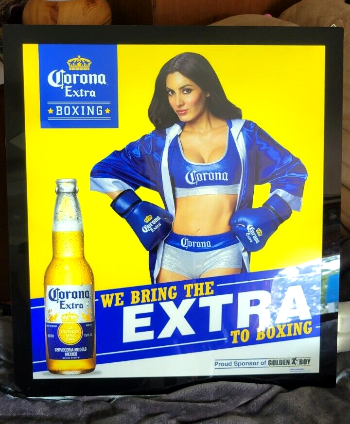 CORONA EXTRA BEER BOXING RING GIRL MODEL LED LIGHT UP SIGN BAR