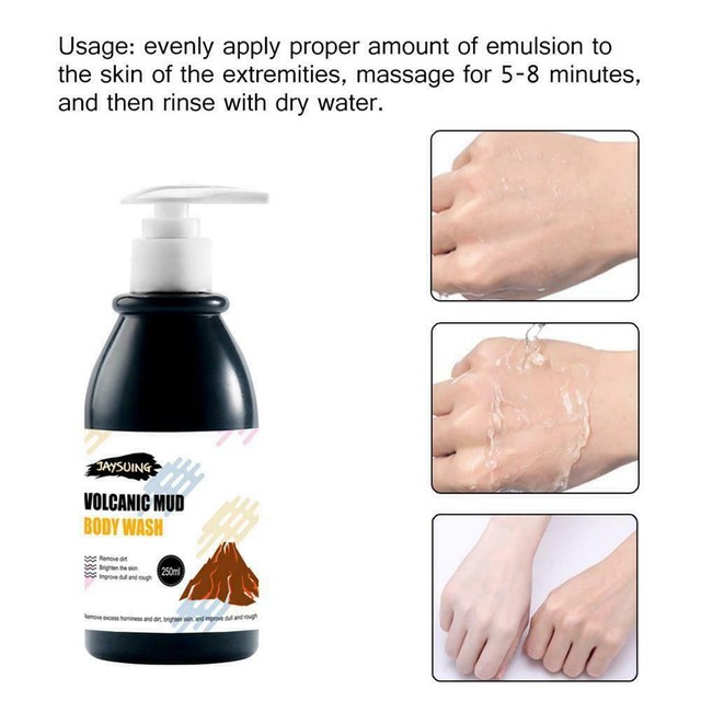 Volcanic Mud Shower Gel Whole Body Wash Fast Whiteing Skin Exfoliate
