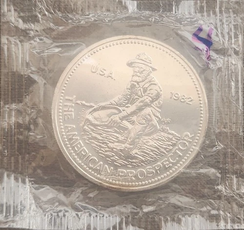 1982 USA - 1 oz .999 Fine Silver Engelhard - The American Prospector - Round 4