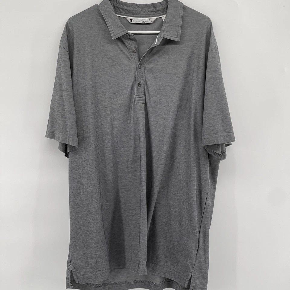 Camisa Polo Travis Mathew Para Hombres XXL Gris Manga Corta Pima Mezcla Algodón Golf Foto 2 de 4