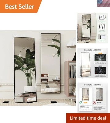 59'' x 16'' Full Length Mirror with Stand & Wall Mount, HD Tempered Glass Full ...