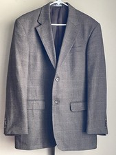 Oscar de la Renta Men's Wool Blazer Jacket Brown Herringbone Window Pane   40R