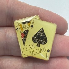Las Vegas Blackjack Lapel Pin Playing Cards Ace Jack Casino Vintage Souvenir