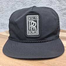Vintage Rolls Royce Hat Cap Strapback Black Silver Logo Luxury Cars Rope Trucker
