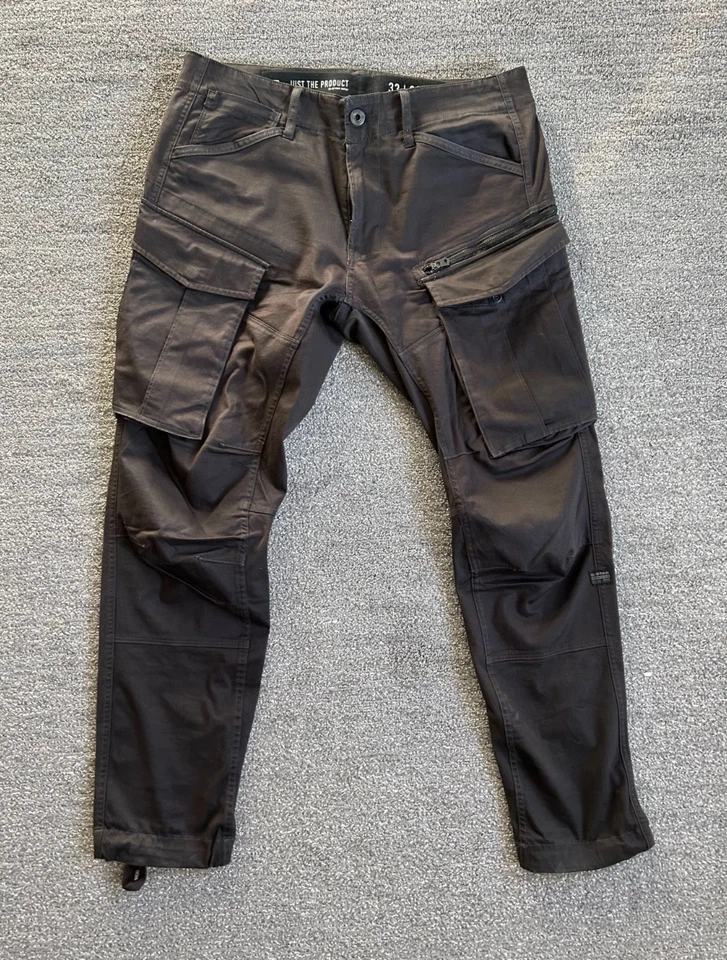 Pantalones G Star Raw Rovic 3D para hombre negros carga cónica 33x32 Foto 2 de 4