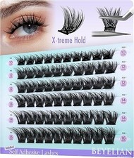 BEYELIAN Self Adhesive Lash Clusters 60Pcs, Pre Glued Eyelashes Cluster D Curl