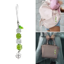 Fashionable Beaded Key Chain Four Leaf Clovers Keychain Phone Charm Accessory