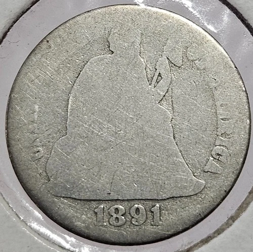 1891 S Seated Liberty Dime – Final Year U.S. Mint Silver Coin – FREE SHIPPING!