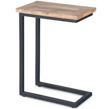 Simpli Home Skyler Modern Solid Wood C-Shape End Table in Natural and Black