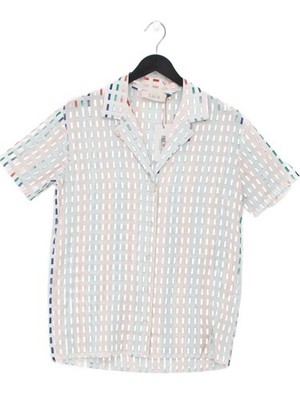 Lisou Damen Shirt UK 8 Weiß Baumwolle mit Seide Basic Neu Mit Etikett