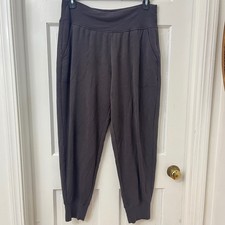 Athleta Sz L High Rise Jogger Soft Fleece Gray Pants Activewear Athleisure