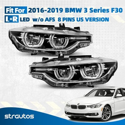 LED Headlight w/o AFS For 2016-2019 BMW 3 Series F30 320i 340i 330i L+R Pair Set