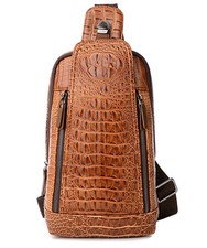 Mens Sling Bags Crocodile PU Shoulder Crossbody Chest Bag Satchels Hiking Day...
