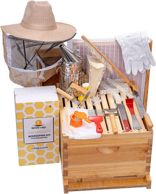 Ultimate 10 Frame Beehive Starter Kit with Smoker, Hat & Essential Supplies