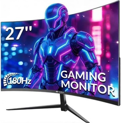 27 Zoll Curved Gaming Monitor 165Hz/ 180Hz, PC Bildschirm Full HD 1080P, Rahmenl
