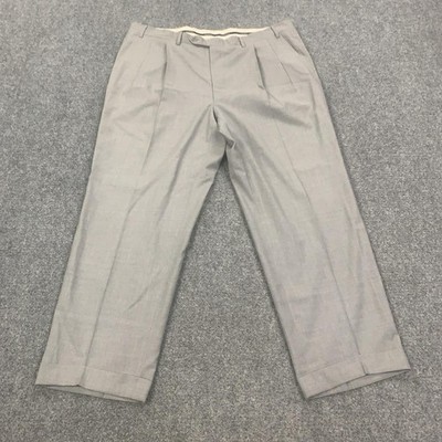 Canali Dress Pants Mens 40x29 Gray Wool Pleated Cuffed Classic Fit Made Italy