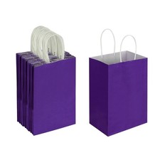 Oikss 50 Pack 5.25x3.25x8.25 Inch Small Purple Kraft Paper Bags with Handles ...