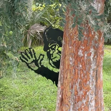 Squatchwatch Bigfoot Laser Cut Tree Art - .090 Aluminum Black Funny Art 24" USA