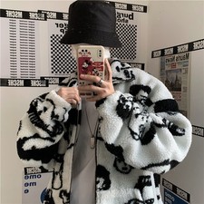 WAKUTA Winter Wool Coat Female Street Wear Chic Cute Funny Print Coats and Jacke