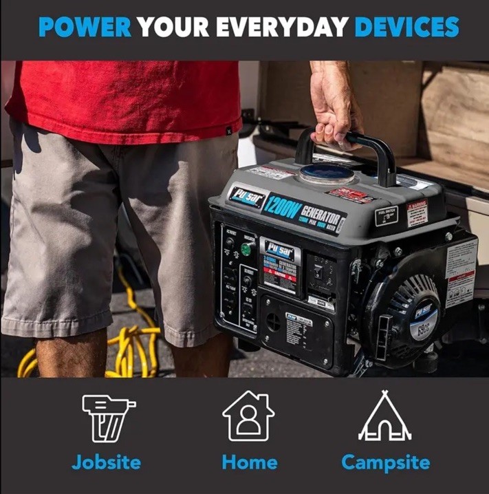 Pulsar Gas Powered Generator Portable 1200W Carrying Handle | eBay