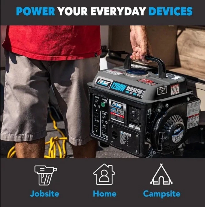 Pulsar Gas Powered Generator Portable 1200W Carrying Handle - Image 2 of 4