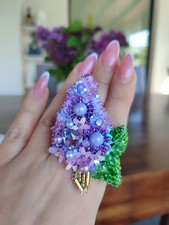 Lilac Flower handmade beaded brooch &mdash; an elegant statement piece, a unique gift