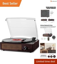 Retro Bluetooth Vinyl Record Player with Built-in Speakers Multi-Size Playback