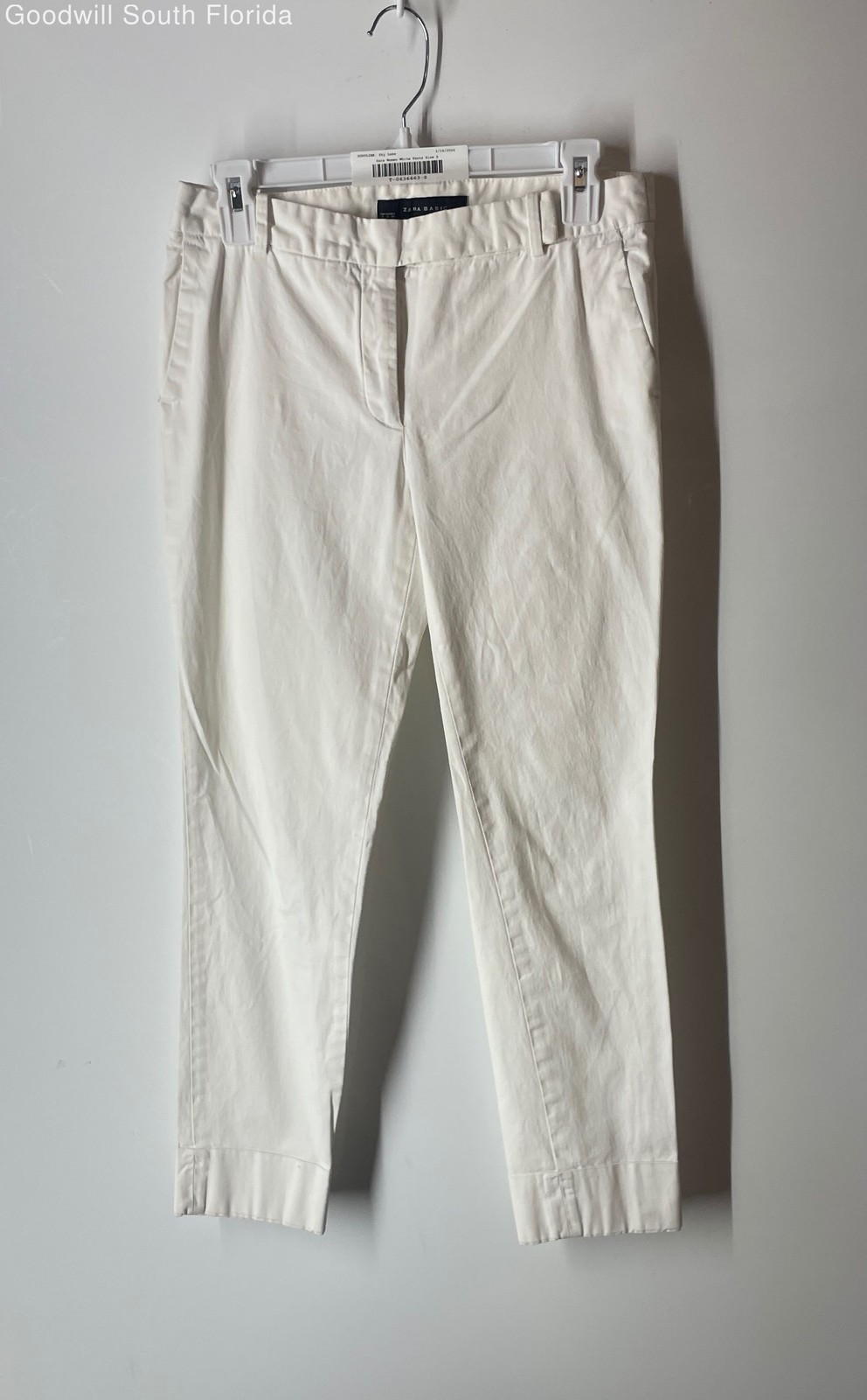 Zara Basic Womens White Flat Front Pockets Skinny… - image 1