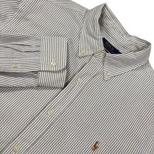 Polo Ralph Lauren OCBD Button Down Shirt Mens XL White Blue Striped Oxford