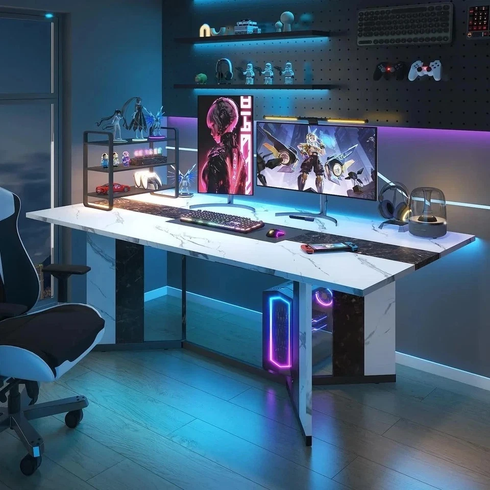 Mesa de comedor rectangular grande de 71 pulgadas para 6-8 personas, mesa de comedor con mármol- Foto 4 de 4