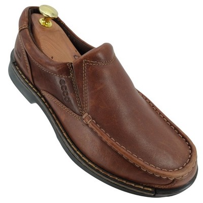 Ecco Mens US 7.5 / 41EU Brown Leather Comfort Loafers Dress Casual Shoes