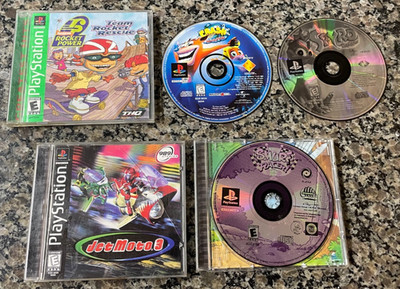 5 PS1 Game Lot Spyro Crash Bandicoot Jet Moto 3 Rocket Power NEEDS RESURFACING