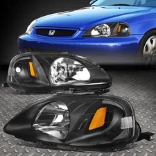 FOR 99-00 HONDA CIVIC EJ EM EK BLACK HOUSING AMBER CORNER HEADLIGHT SIGNAL LAMPS