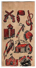 Disney Frontiersman Davy Crockett Red Black Iron On Decal S Vintage Pre-1968