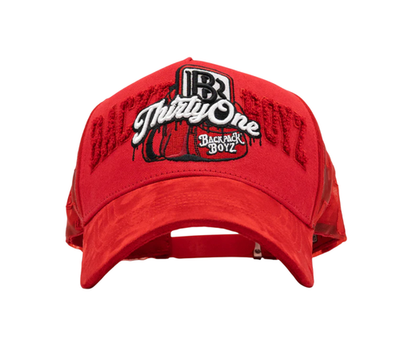 31 HATS X BACKBACK BOYZ LA MOCHILA RED SNAPBACK HAT FULL SET