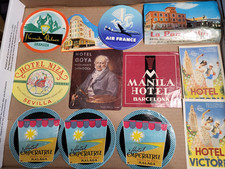 Vintage Hotel Luggage Labels 12 Decals Lot Europe Travel 1960's