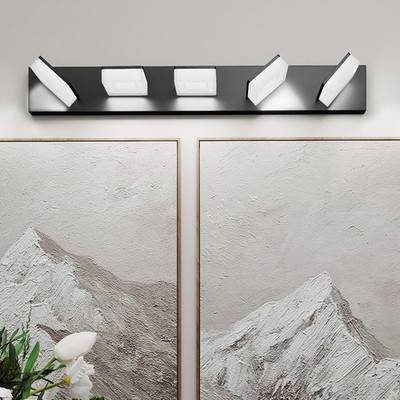 32'' 5 Lights LED Vanity Wall Light Black Bathroom Mirror Fixture 360° Rotate UL