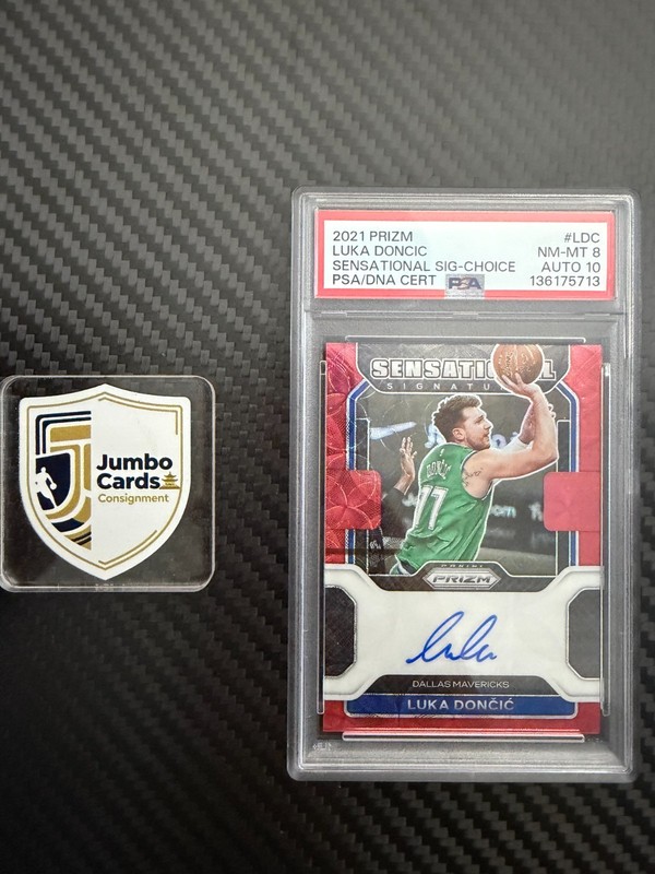 Luka Doncic 2021‑22 Prizm Sensational Signatures Choice Red Auto PSA 8 Auto‑10