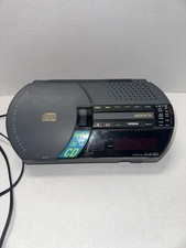 Audiovox Alarm Clock Digital Radio Black CD-112 AM/FM Display Cord wake to cd
