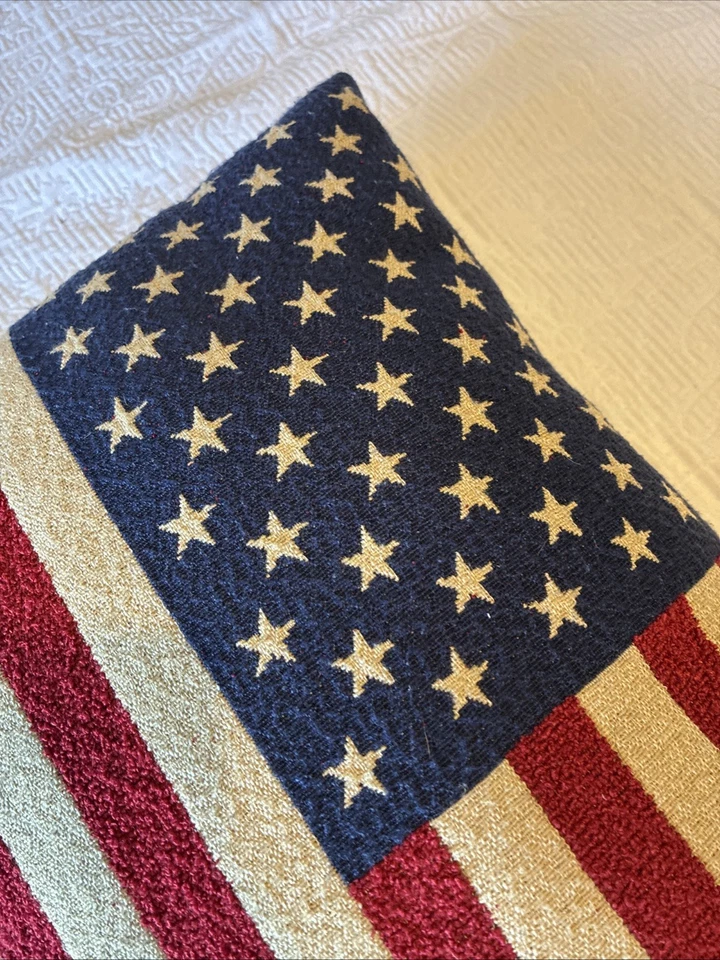 Rustic Style Americana American Flag Throw Pillow Patriotic Decor 20x12 - Image 3 of 4
